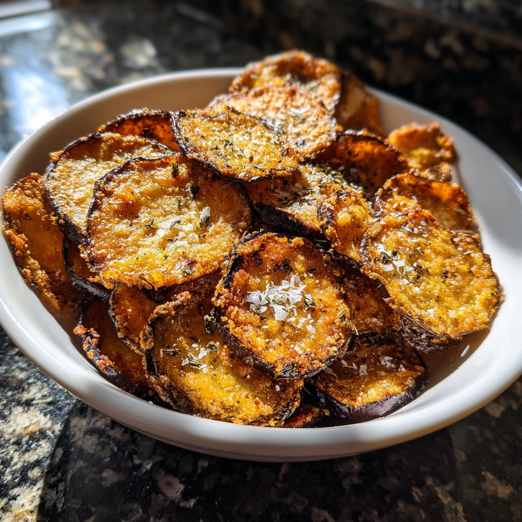 Crispy Eggplant Garlic Chips