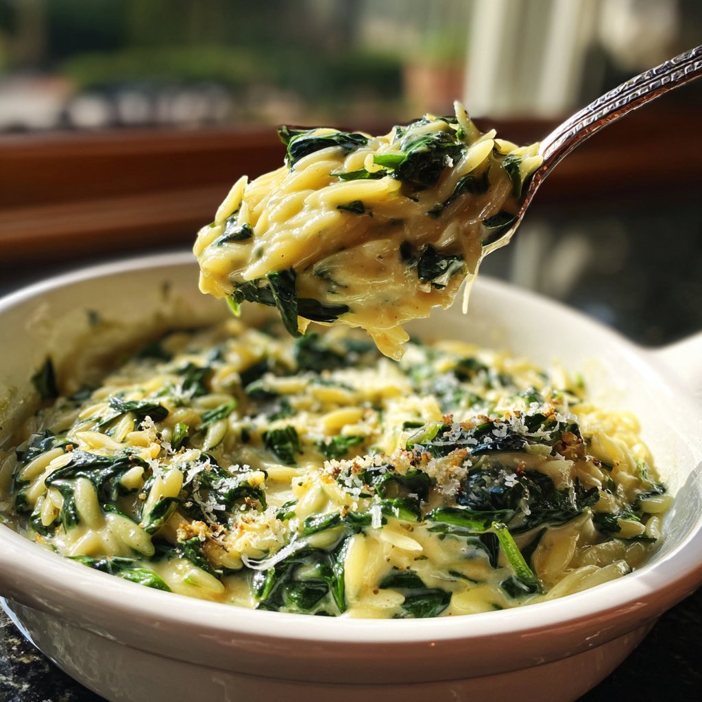 Creamy Spinach Parmesan Orzo