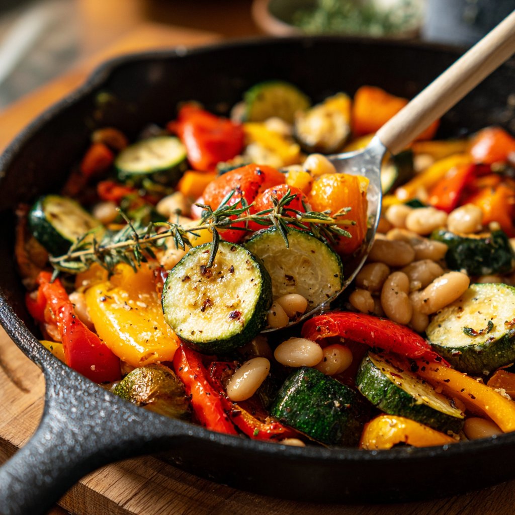 Roasted Veggie White Bean Skillet