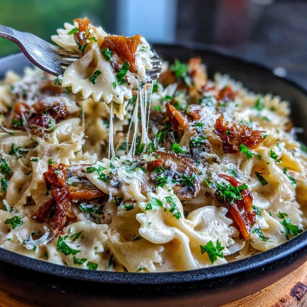 Bow Tie Pasta With Mushroom Cream Sauce