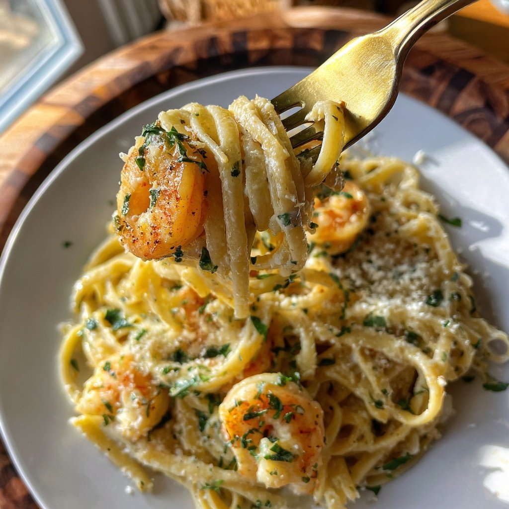 Shrimp And Garlic Cream Pasta